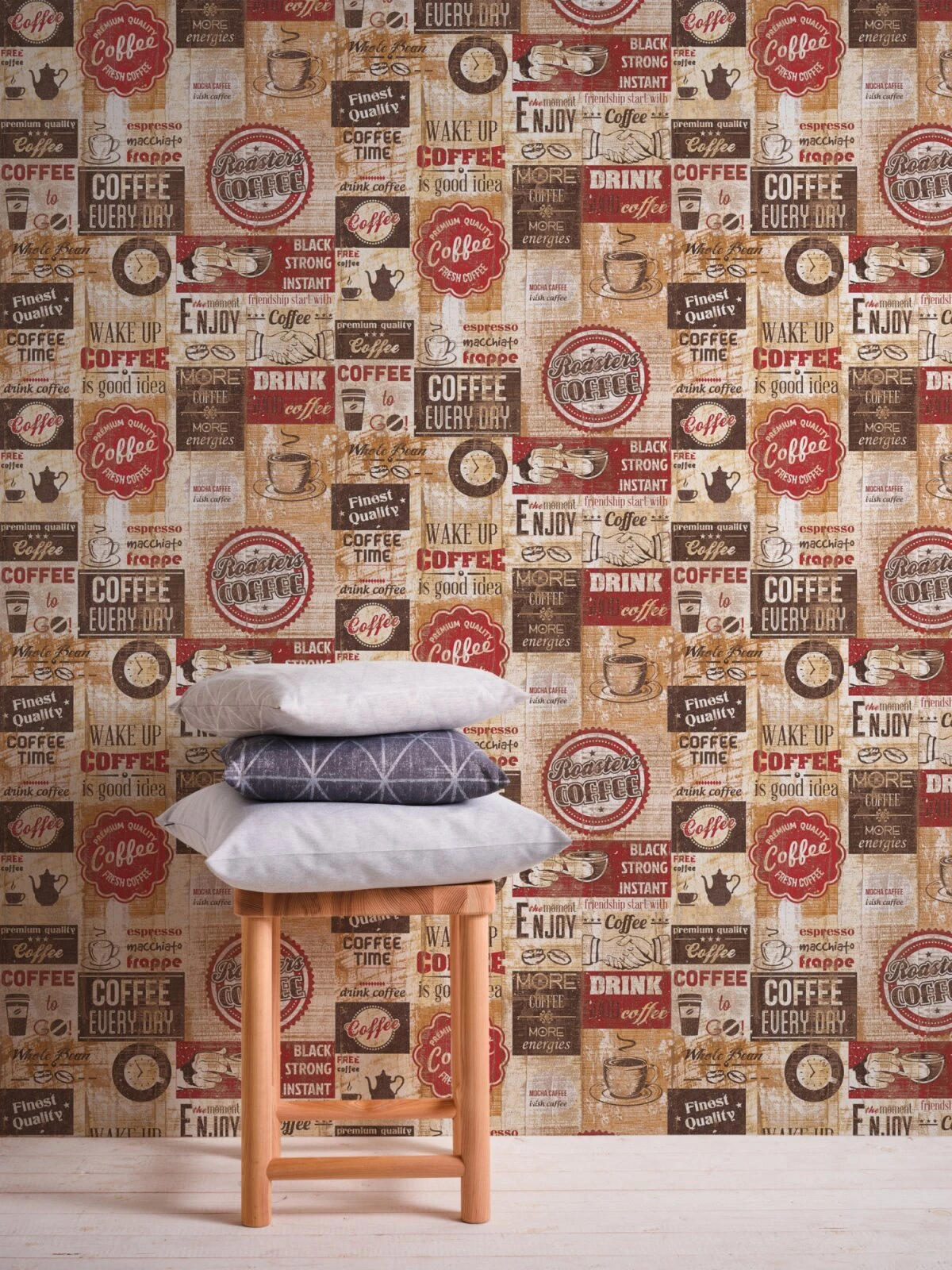 Papiertapete SIMPLY DECOR - Coffee Vintage - beige-rot - 10 Meter 4 Papiertapete SIMPLY DECOR - Coffee Vintage - beige-rot - 10 Meter – Bild 4