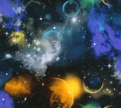 Papiertapete SIMPLY DECOR - Weltall - schwarz-bunt - 10 Meter