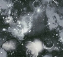 Papiertapete SIMPLY DECOR - Weltall - schwarz-grau - 10 Meter