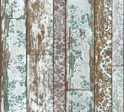 Vliestapete NEUE BUDE 2.0 - braun-grün - Planken - 10 Meter