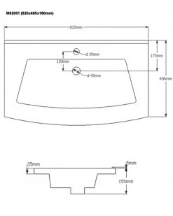 Waschtisch RIMA - anthrazit - mit Waschbecken - 82 cm -Baumarkt Verkaufsgeschäft 9003359300 04 1600Wx1600H