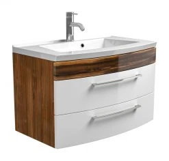 Waschtisch RIMA - Walnuss-weiß - mit Waschbecken - 82 cm