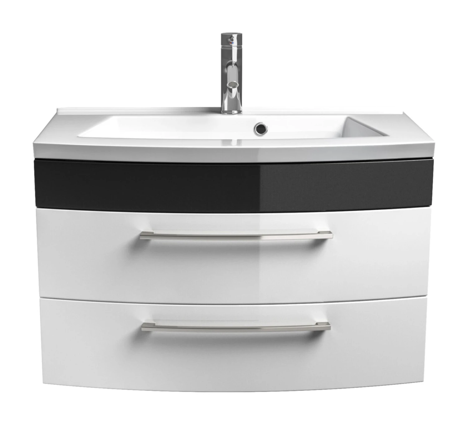 Waschtisch - anthrazit-weiß Hochglanz - mit Mineralgussbecken 2 Waschtisch - anthrazit-weiß Hochglanz - mit Mineralgussbecken – Bild 2