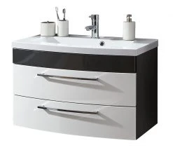 Waschtisch - anthrazit-weiß Hochglanz - mit Mineralgussbecken 9 Waschtisch - anthrazit-weiß Hochglanz - mit Mineralgussbecken -Baumarkt Verkaufsgeschäft 9003359500 09 1600Wx1600H