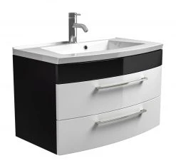 Waschtisch - anthrazit-weiß Hochglanz - mit Mineralgussbecken