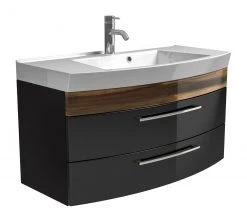 Waschtisch RIMA - anthrazit-Walnuss - mit Waschbecken - 100 cm
