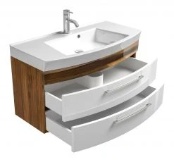 Waschtisch RIMA - Walnuss-weiß - mit Waschbecken - 100 cm -Baumarkt Verkaufsgeschäft 9003360000 03 1600Wx1600H