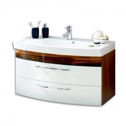 Waschtisch RIMA - Walnuss-weiß - mit Waschbecken - 100 cm -Baumarkt Verkaufsgeschäft 9003360000 09 1600Wx1600H