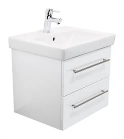 Waschtisch SUBWAY - weiß Hochglanz - mit Keramikbecken