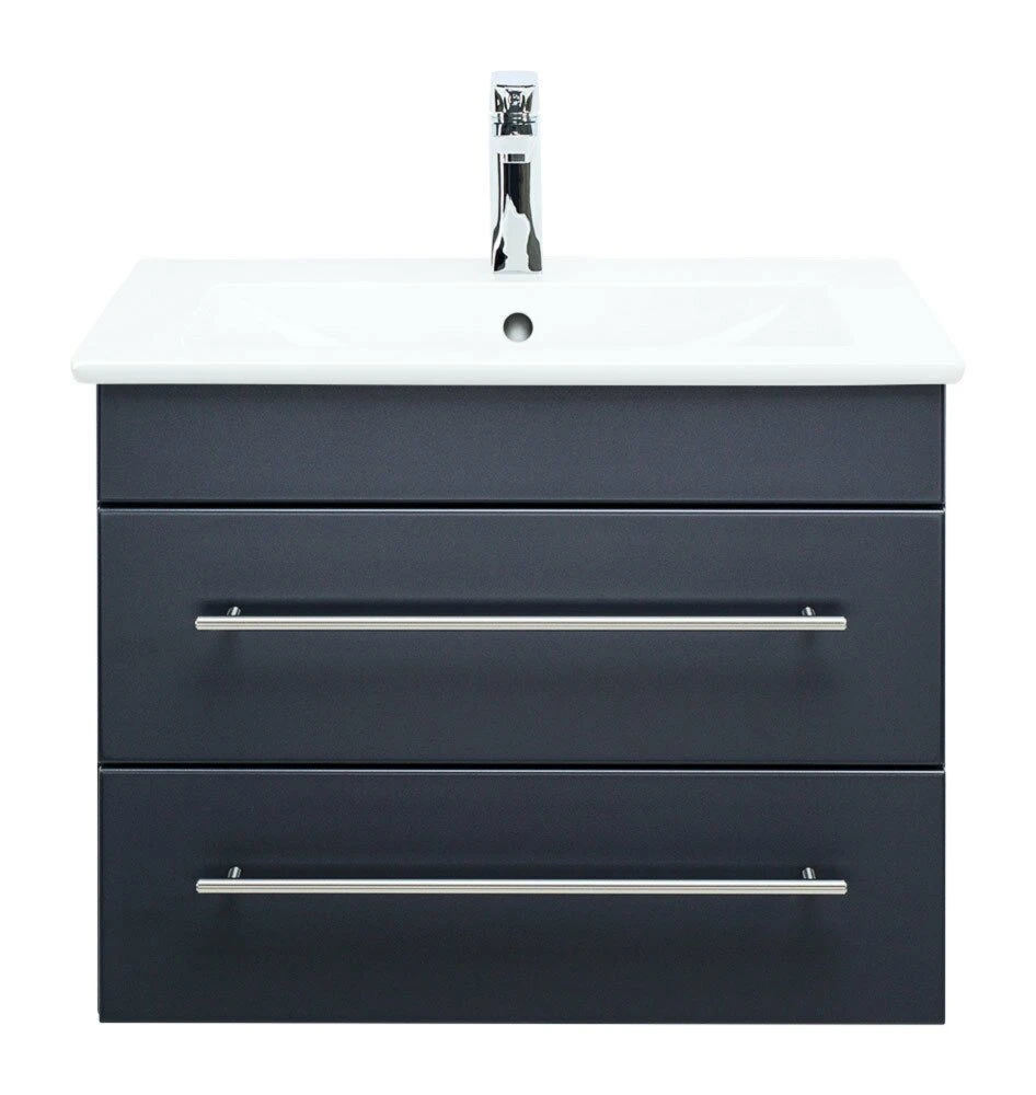 Waschtisch VENTICELLO - anthrazit - mit Keramikbecken - 65 cm 2 Waschtisch VENTICELLO - anthrazit - mit Keramikbecken - 65 cm – Bild 2