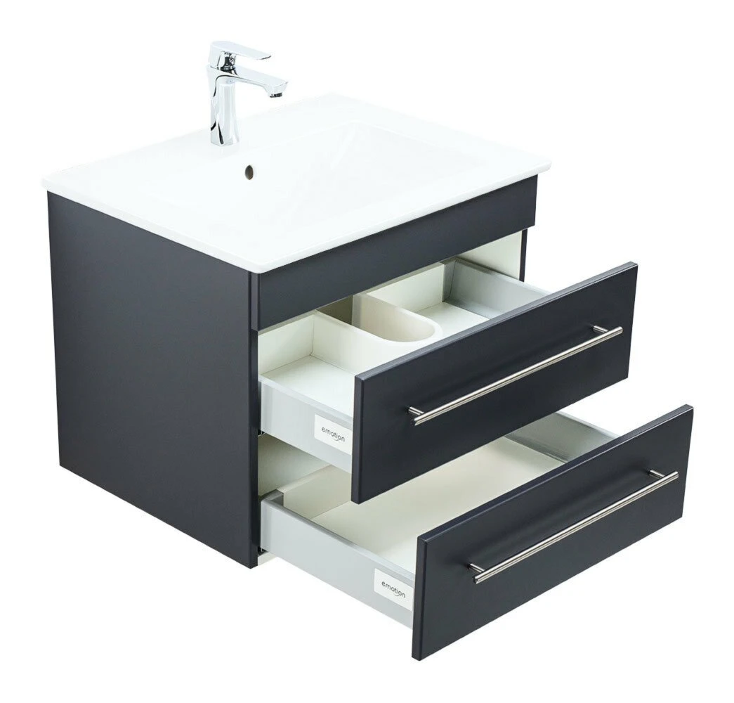 Waschtisch VENTICELLO - anthrazit - mit Keramikbecken - 65 cm 3 Waschtisch VENTICELLO - anthrazit - mit Keramikbecken - 65 cm – Bild 3