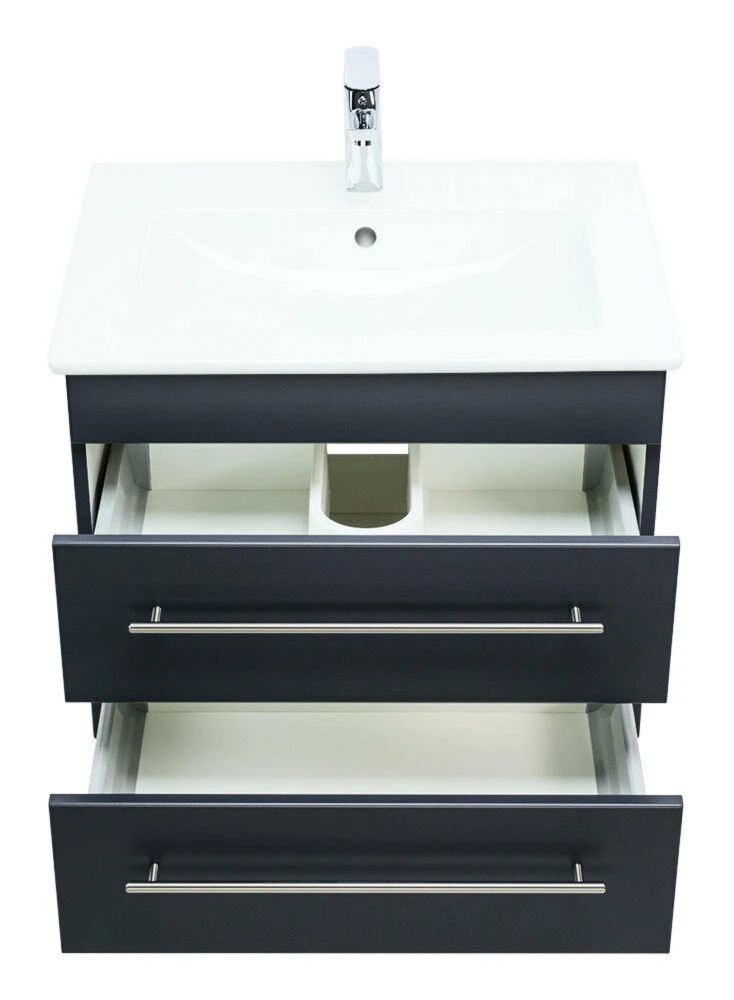 Waschtisch VENTICELLO - anthrazit - mit Keramikbecken - 65 cm 4 Waschtisch VENTICELLO - anthrazit - mit Keramikbecken - 65 cm – Bild 4