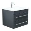 Waschtisch VENTICELLO - anthrazit - mit Keramikbecken - 65 cm