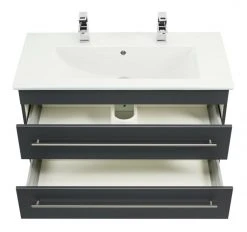 Doppelwaschtisch VENTICELLO - anthrazit - mit Keramikbecken - 100 cm -Baumarkt Verkaufsgeschäft 9003609000 04 1600Wx1600H