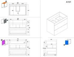 Waschtisch PORTUS 600 SLIMLINE - anthrazit - mit Keramikbecken -Baumarkt Verkaufsgeschäft 9003609600 04 1600Wx1600H