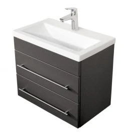 Waschtisch PORTUS 600 SLIMLINE - anthrazit - mit Keramikbecken