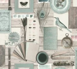 Vliestapete - AUTHENTIC WALLS 2 - blau-grün-braun - 10 Meter