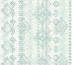 Vliestapete - BOHO LOVE - Raute - blau-grün-grau - 10 Meter