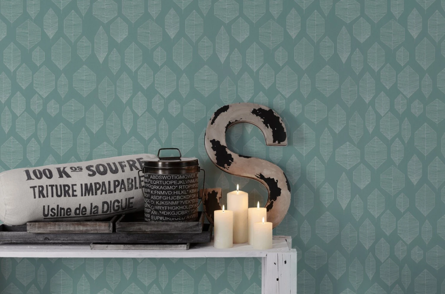 Vliestapete - COLIBRI - Blätter - weiß-grün - 10 Meter 4 Vliestapete - COLIBRI - Blätter - weiß-grün - 10 Meter – Bild 4