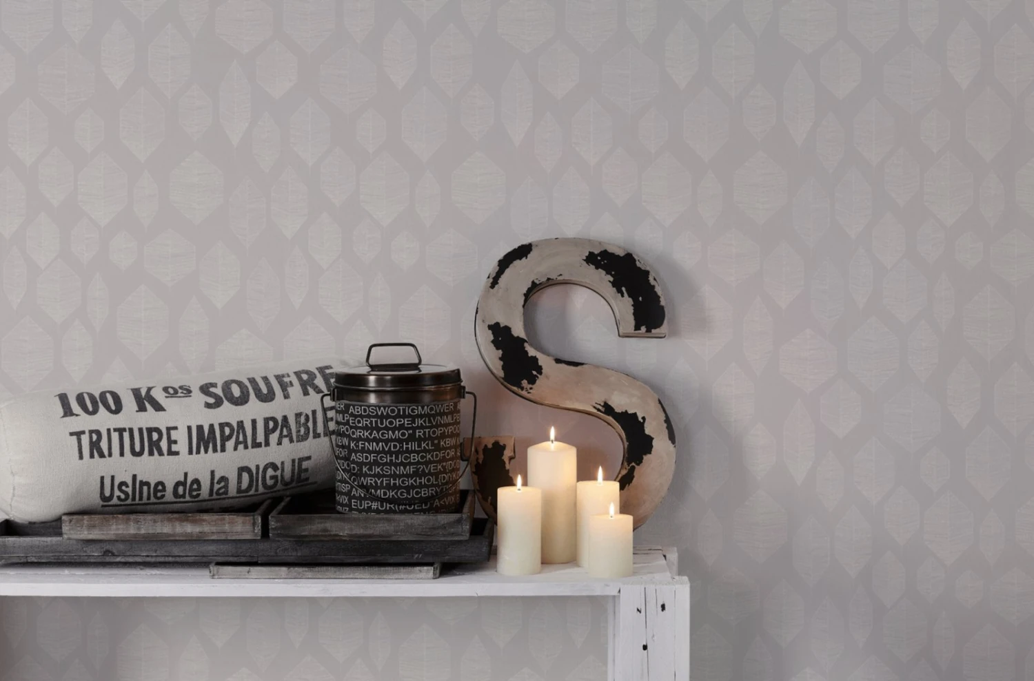 Vliestapete - COLIBRI - Blätter - weiß-grau-beige - 10 Meter 4 Vliestapete - COLIBRI - Blätter - weiß-grau-beige - 10 Meter – Bild 4