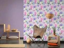 Vliestapete - COLIBRI - Bunte Blätter - weiß-gelb-lila - 10 Meter -Baumarkt Verkaufsgeschäft 9003732000 03 1600Wx1600H