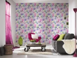 Vliestapete - COLIBRI - Bunte Blätter - weiß-gelb-lila - 10 Meter -Baumarkt Verkaufsgeschäft 9003732000 04 1600Wx1600H