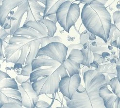 Vliestapete - COLIBRI - Dschungel - blau-weiß - 10 Meter