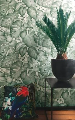 Vliestapete - COLIBRI - Palmenblatt - grün-weiß - 10 Meter -Baumarkt Verkaufsgeschäft 9003732700 03 1600Wx1600H