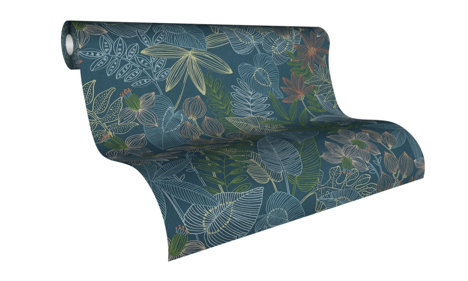 Vliestapete - COLIBRI - Floral - blau-grün-gelb - 10 Meter 2 Vliestapete - COLIBRI - Floral - blau-grün-gelb - 10 Meter – Bild 2