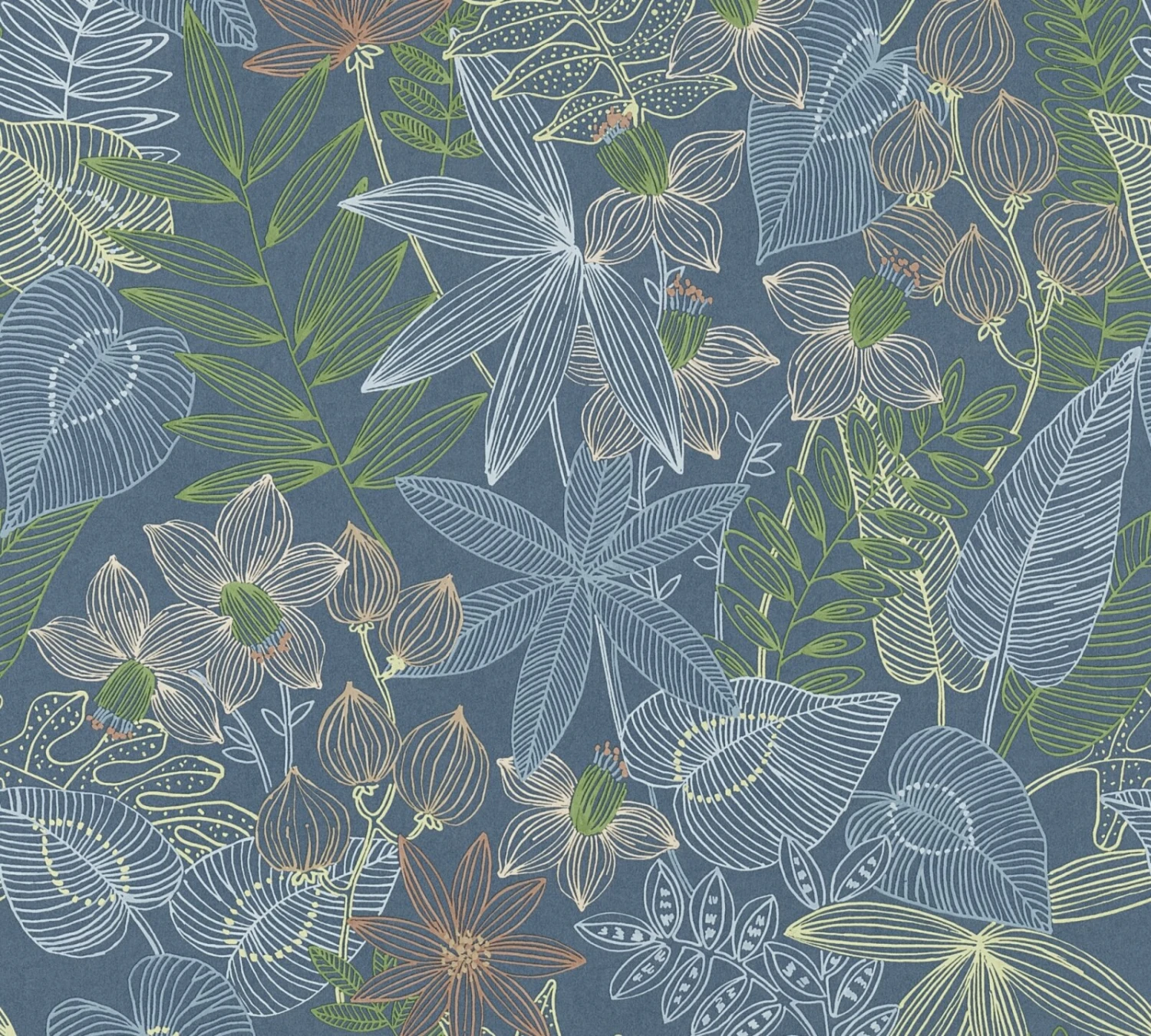 Vliestapete - COLIBRI - Floral - blau-grün-gelb - 10 Meter 1 Vliestapete - COLIBRI - Floral - blau-grün-gelb - 10 Meter