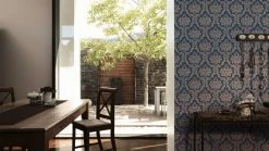 Vliestapete - blau-metallic-beige - 10 Meter -Baumarkt Verkaufsgeschäft 9003742000 04 1600Wx1600H