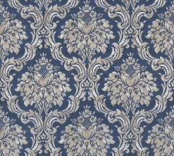 Vliestapete - blau-metallic-beige - 10 Meter