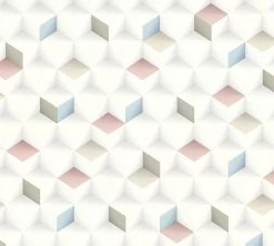 Vliestapete - beige-blau-rosa - Modern - 10 Meter