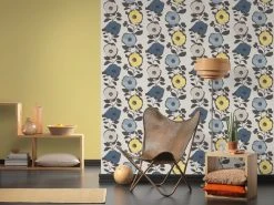 Vliestapete SCANDINAVIAN 2 - gelb-blau-beige - 10 Meter -Baumarkt Verkaufsgeschäft 9003747800 04 1600Wx1600H