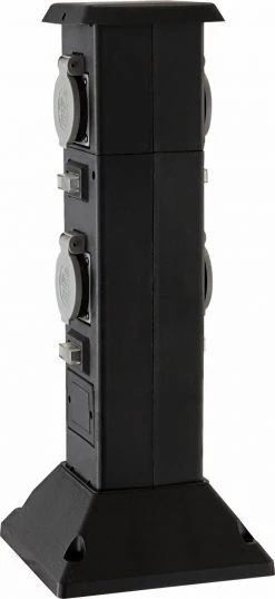 4-fach Verteilersteckdose - schwarz - Kunststoff