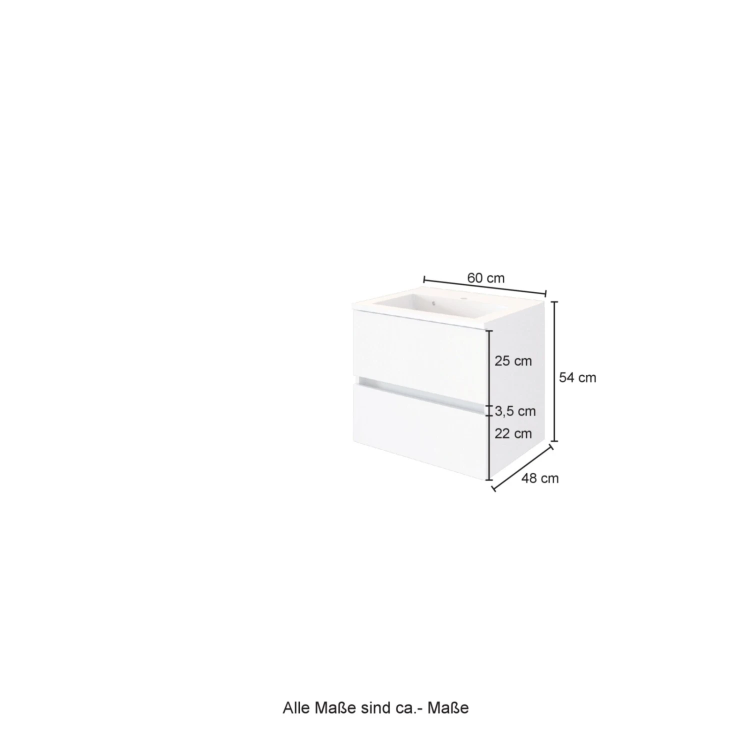 Waschtisch LUCCA - weiß matt-Wotan Eiche - 60 cm 4 Waschtisch LUCCA - weiß matt-Wotan Eiche - 60 cm – Bild 4