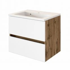 Waschtisch LUCCA - weiß matt-Wotan Eiche - 60 cm