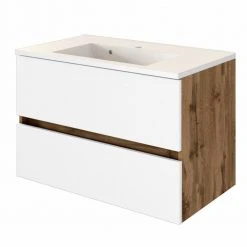 Waschtisch LUCCA - weiß matt-Wotan Eiche - 80 cm