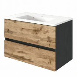 Waschtisch LUCCA - Wotan Eiche - grafitgrau - 80 cm