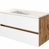 Waschtisch LUCCA - weiß matt-Wotan Eiche - 100 cm