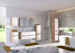 Doppelwaschtisch LUCCA - weiß matt-Wotan Eiche - 120 cm -Baumarkt Verkaufsgeschäft 9004339500 03 1600Wx1600H