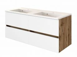 Doppelwaschtisch LUCCA - weiß matt-Wotan Eiche - 120 cm