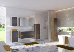 Doppelwaschtisch LUCCA - grau matt-Wotan Eiche - 120 cm -Baumarkt Verkaufsgeschäft 9004339600 03 1600Wx1600H