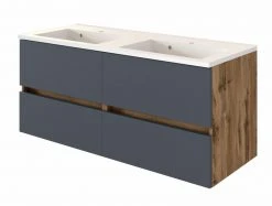 Doppelwaschtisch LUCCA - grau matt-Wotan Eiche - 120 cm