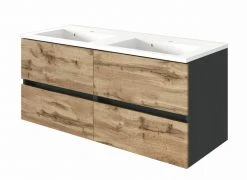 Doppelwaschtisch LUCCA - Wotan Eiche-grafitgrau - 120 cm