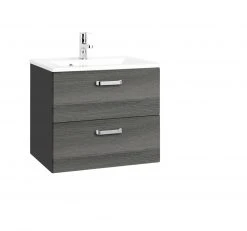 Waschtisch BOLOGNA - grafitgrau-Eiche rauchsilber - 60 cm
