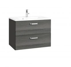 Waschtisch BOLOGNA - grafitgrau-Eiche rauchsilber - 70 cm