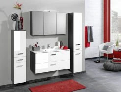 Waschtisch BOLOGNA - grafitgrau-weiß Hochglanz- 90 cm -Baumarkt Verkaufsgeschäft 9004349400 03 1600Wx1600H