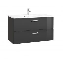 Waschtisch BOLOGNA - grafitgrau-grau Hochglanz - 90 cm