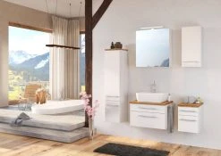 Waschtisch DAVOS - weiß - Wotaneiche - 60 cm breit -Baumarkt Verkaufsgeschäft 9004361300 04 1600Wx1600H